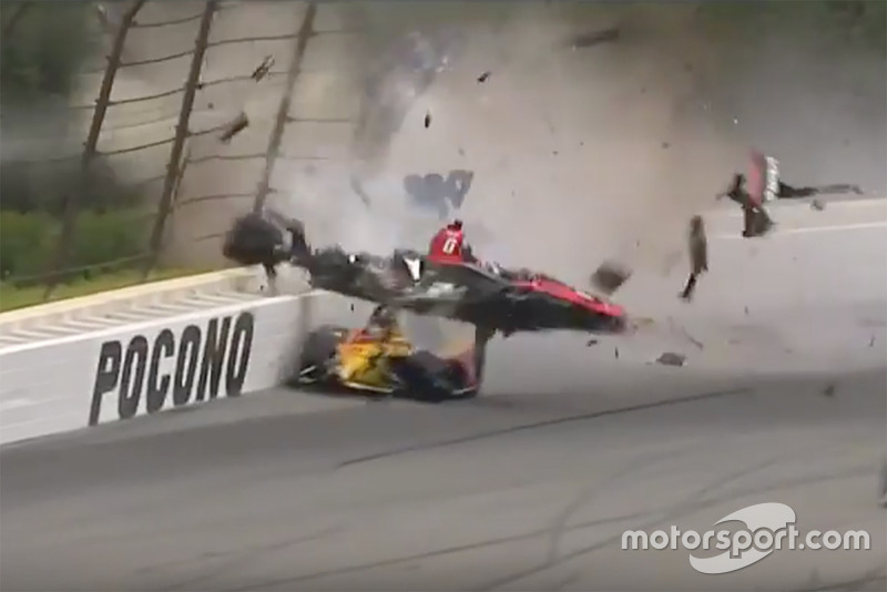 Accidente de Robert Wickens, Schmidt Peterson Motorsports Honda and Ryan Hunter-Reay, Andretti Autosport Honda