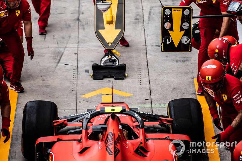 Ferrari pit stop practice with the Ferrari SF90