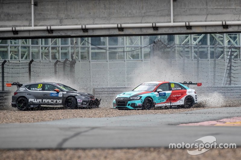 Crash of Daniel Haglöf, PWR Racing CUPRA TCR, Jean-Karl Vernay, Leopard Racing Team Audi Sport Audi RS 3 LMS