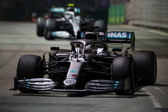 Lewis Hamilton, Mercedes AMG F1 W10, leads Valtteri Bottas, Mercedes AMG W10