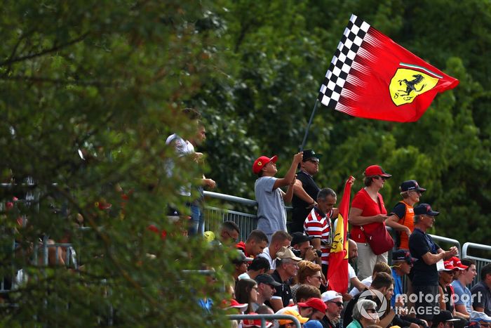 Ferrari fans wave the flag