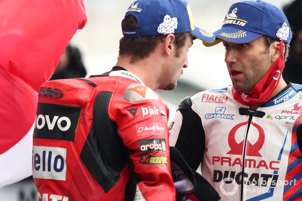 Ganador Jack Miller, Ducati Team, segundo lugar Johann Zarco, Pramac Racing