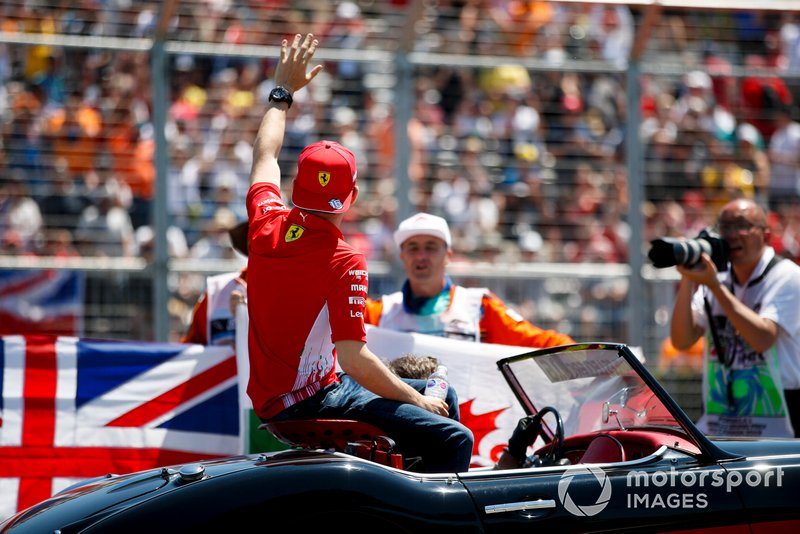Charles Leclerc, Ferrari, in the drivers parade