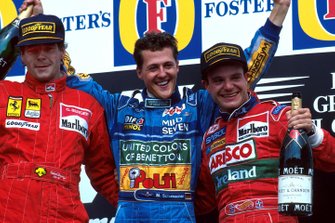 Podio: Gerhard Berger, Ferrari, secondo classificato; Michael Schumacher, Benetton, vincitore; Rubens Barrichello, Jordan, terzo classificato