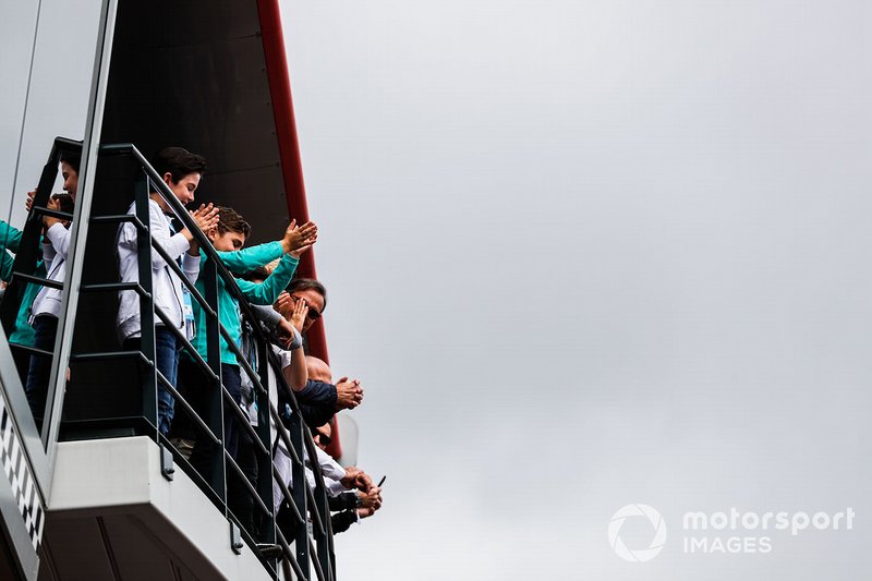 Fans watching the track action from the hospitality