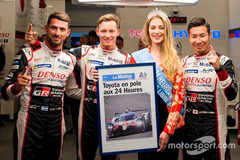 Ganadores de la pole #7 Toyota Gazoo Racing Toyota TS050: Mike Conway, Kamui Kobayashi, Jose Maria Lopez