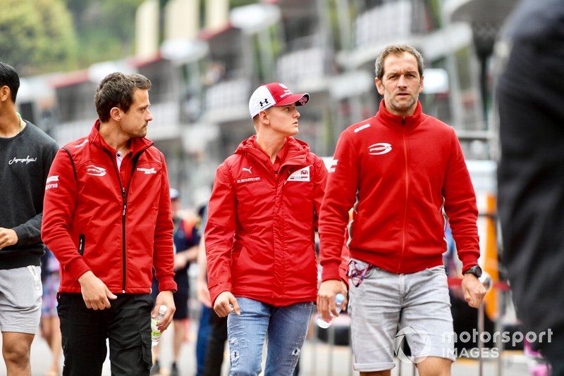 Mick Schumacher in the pit lane
