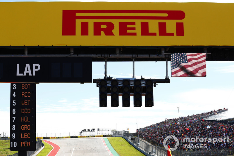 The start lights and Turn 1