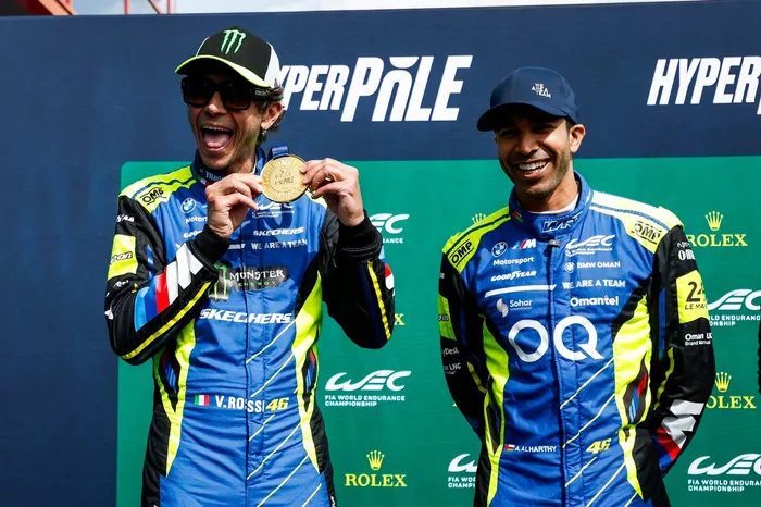Pole sitter LMGT3, #46 Team WRT BMW M4 LMGT3: Valentino Rossi, Ahmad Al Harthy