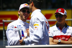 Pierre Gasly, Toro Rosso, Daniel Ricciardo, Red Bull Racing, and Charles Leclerc, Sauber, in the drivers parade