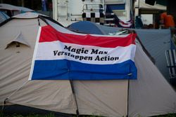 Max Verstappen, Red Bull Racing fans banner on tent on the campsite