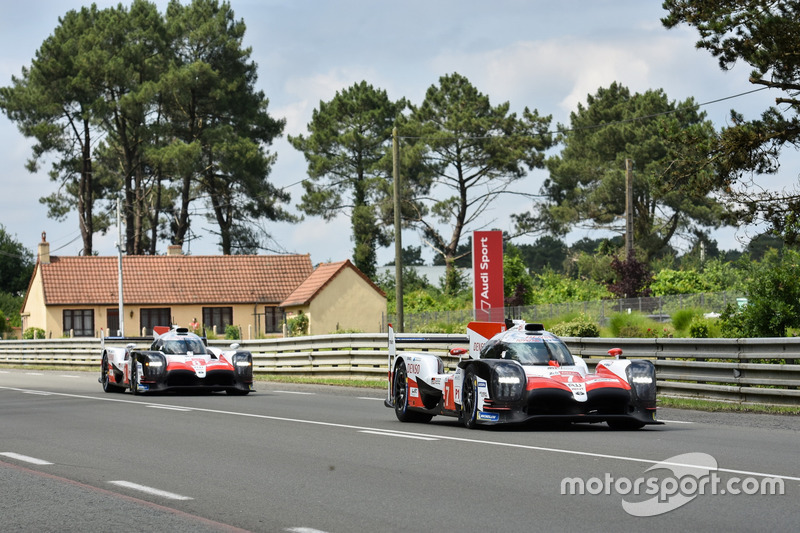 #7 Toyota Gazoo Racing Toyota TS050: Mike Conway, Kamui Kobayashi, Jose Maria Lopez, #8 Toyota Gazoo Racing Toyota TS050: Sébastien Buemi, Kazuki Nakajima, Fernando Alonso