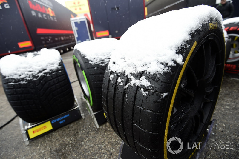 Pneus Pirelli cobertos de neve