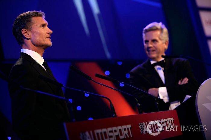 David Coulthard and Steve Rider on stage