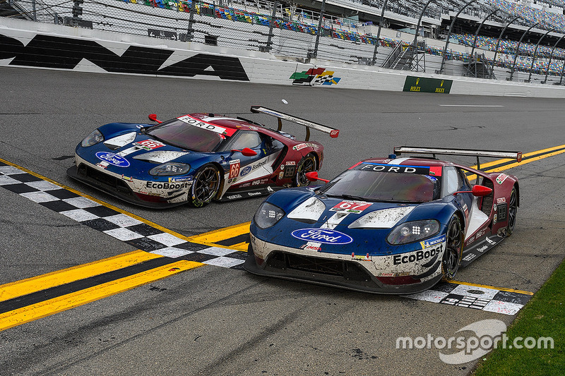 #66 Chip Ganassi Racing Ford GT, GTLM: Dirk Müller, Joey Hand, Sébastien Bourdais, #67 Chip Ganassi Racing Ford GT, GTLM: Ryan Briscoe, Richard Westbrook, Scott Dixon
