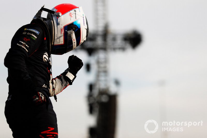Sam Bird, Virgin Racing, Audi e-tron FE06, celebrates after winning the race