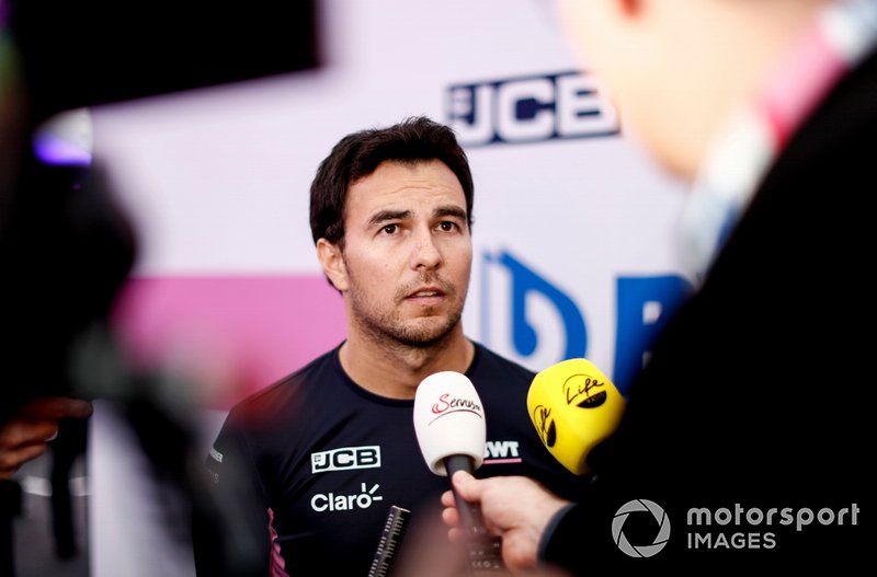 Sergio Perez, Racing Point speaks to the media
