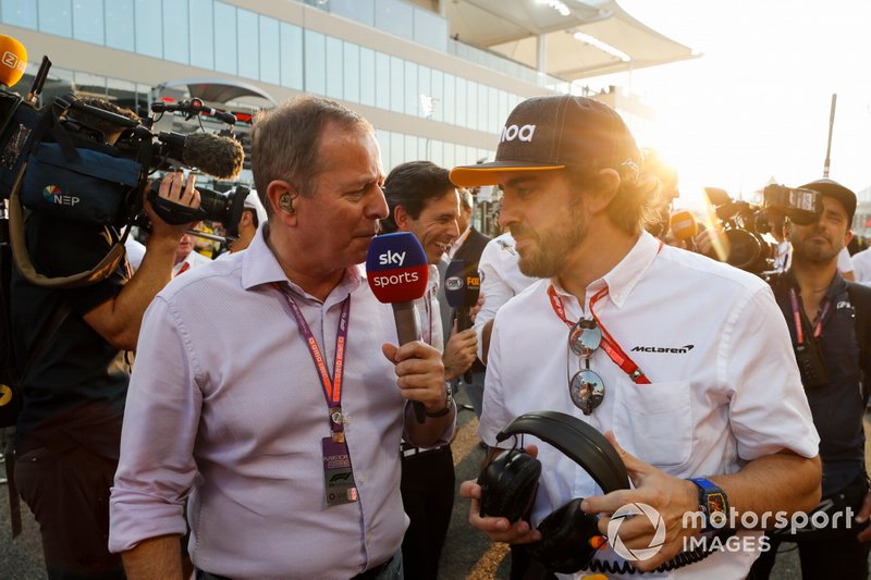 Martin Brundle of Sky talks to Fernando Alonso