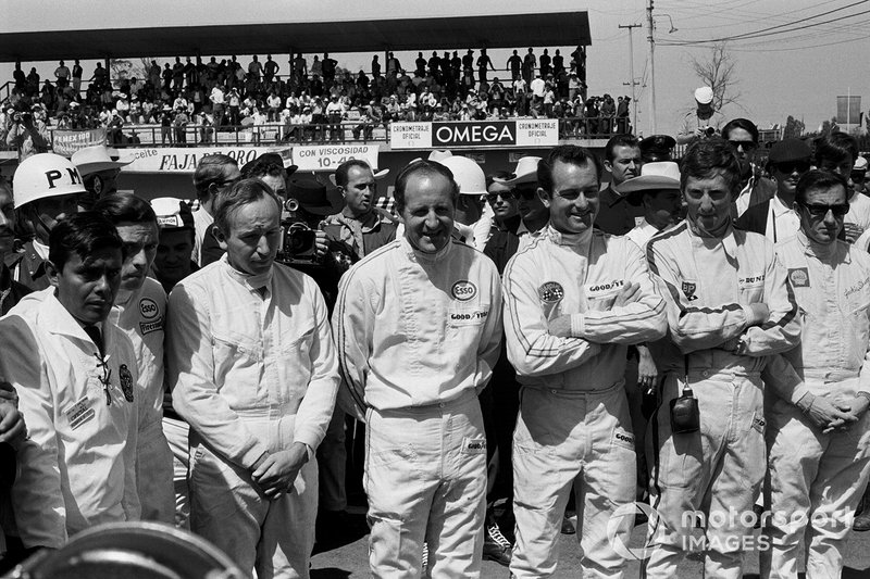 Jim Clark, Lotus, John Surtees, Cooper, Denny Hulme, Brabham, Bob Bondurant, Eagle, Jochen Rindt, Cooper, Jackie Stewart, Bernard White Racing