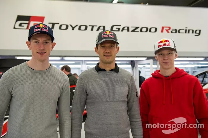 Los tres pilotos de Toyota: Evans, Ogier y Rovanpera
