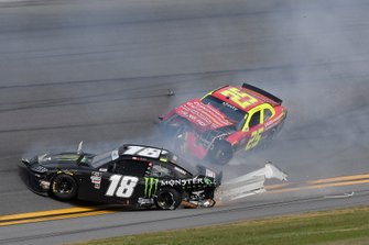 Crash, Riley Herbst, Joe Gibbs Racing, Toyota Supra Monster, Chris Cockrum, ACG Motorsports, Chevrolet Camaro Advanced Communications Group