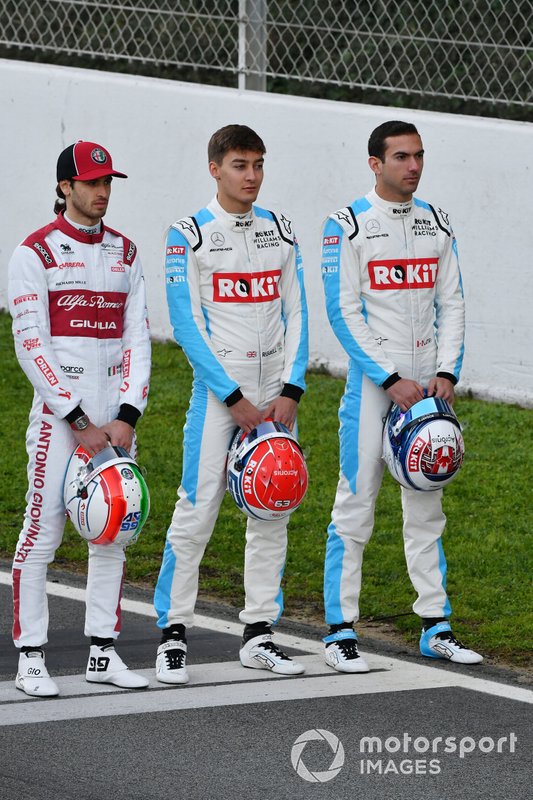 Antonio Giovinazzi, Alfa Romeo, George Russell, Williams Racing and Nicholas Latifi, Williams Racing