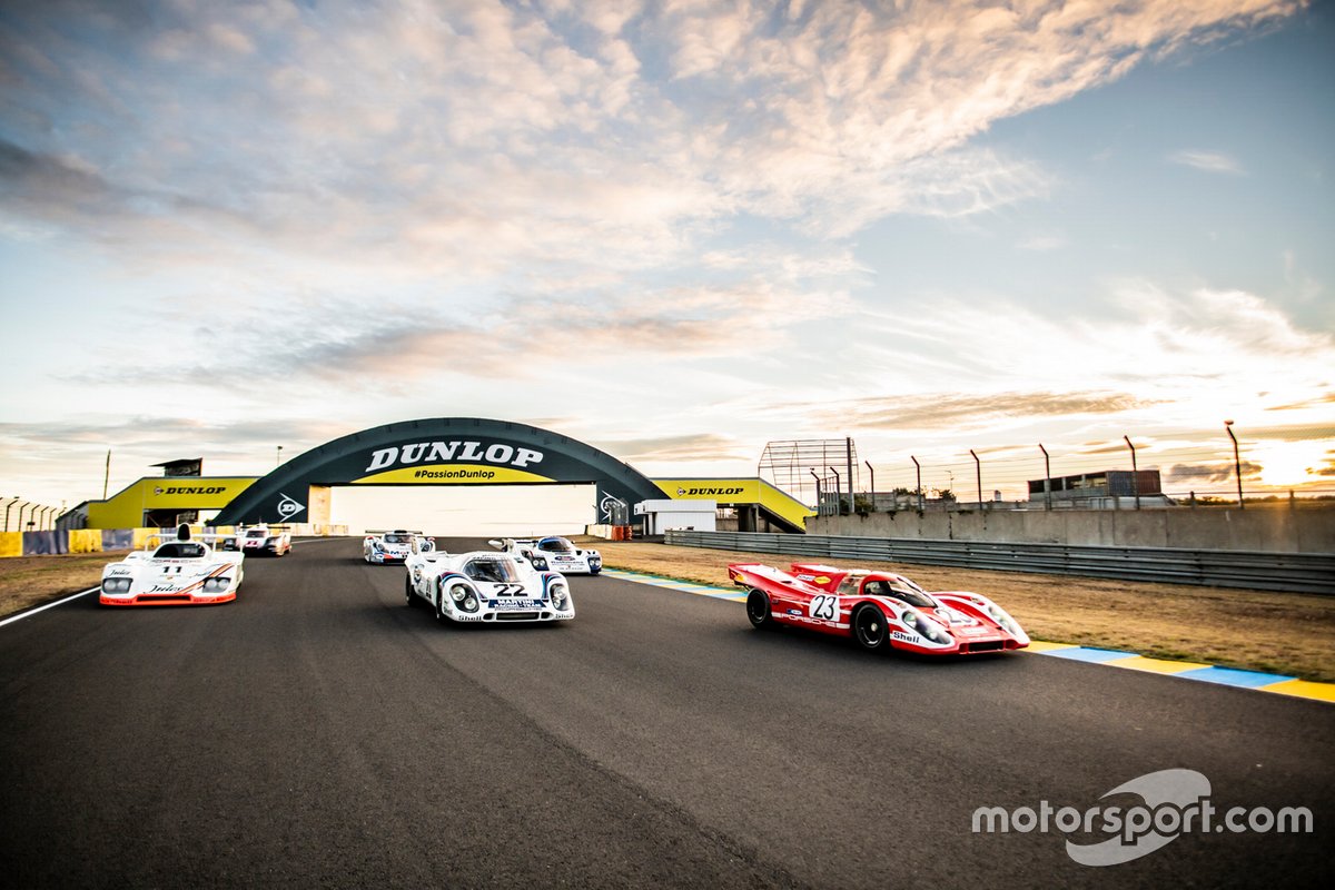 Os seis Porsches vencedores de Le Mans: Porsche 917 KH de 1971, Porsche 936/81 Spyder de 1981, Porsche 917 KH de 1970, Porsche 911 GT1 de 1998, Porsche 962 C de 1987, e o Porsche 919 Hybrid de 2017