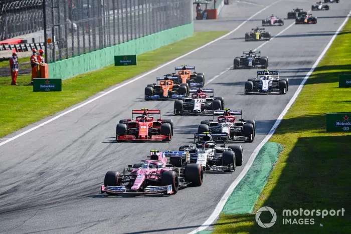 Lance Stroll, Racing Point RP20, Pierre Gasly, AlphaTauri AT01, Antonio Giovinazzi, Alfa Romeo Racing C39, Charles Leclerc, Ferrari SF1000, Kimi Raikkonen, Alfa Romeo Racing C39