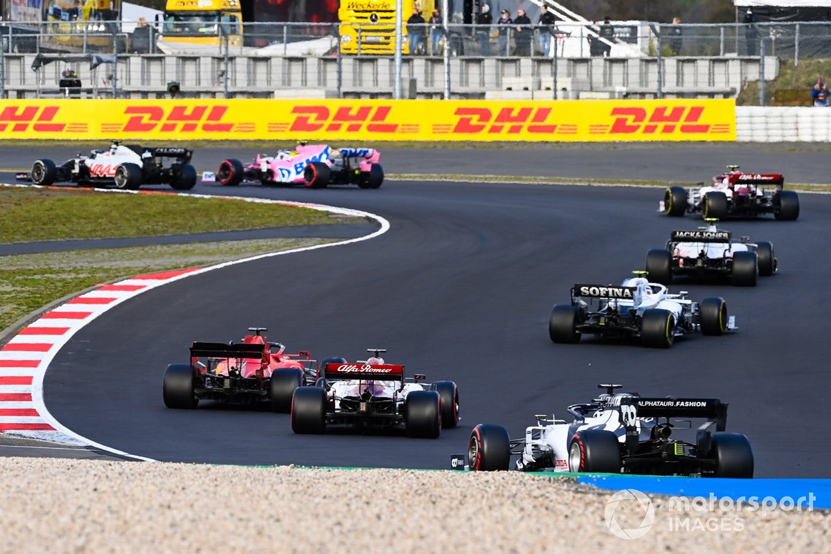 Romain Grosjean, Haas VF-20, Nico Hulkenberg, Racing Point RP20, Antonio Giovinazzi, Alfa Romeo Racing C39, Kevin Magnussen, Haas VF-20, Nicholas Latifi, Williams FW43, Sebastian Vettel, Ferrari SF1000, Kimi Raikkonen, Alfa Romeo Racing C39. e Daniil Kvyat, AlphaTauri AT01