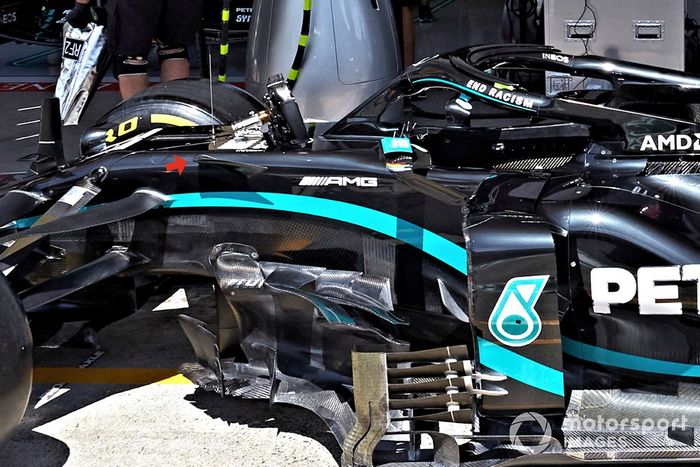 Detalle de las aletas del Mercedes F1 W11