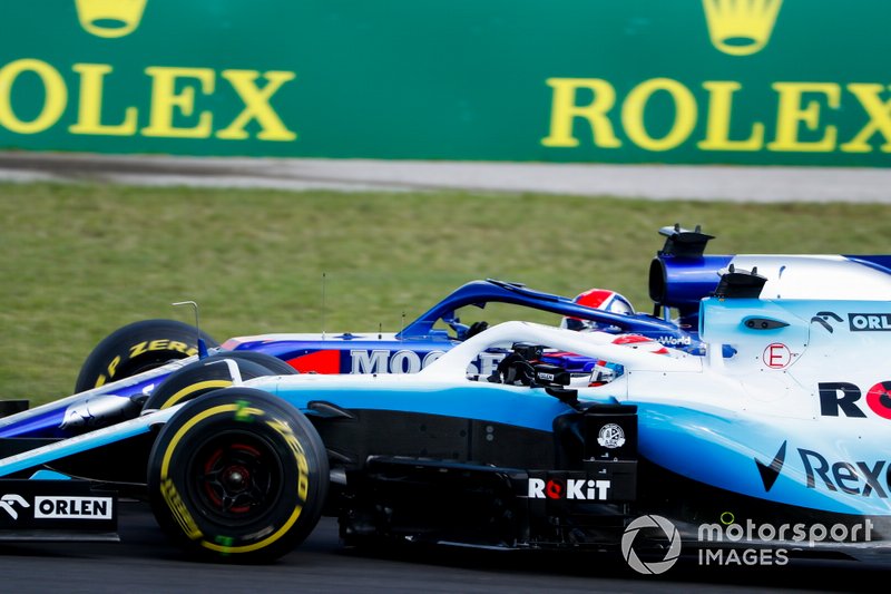 George Russell, Williams Racing FW42, lotta con Daniil Kvyat, Toro Rosso STR14