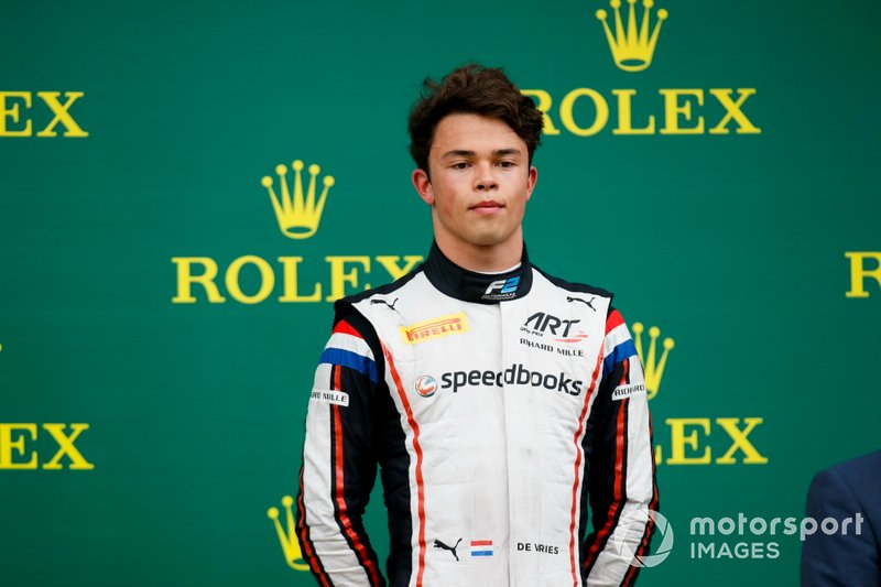 Nyck De Vries, ART Grand Prix on the podium