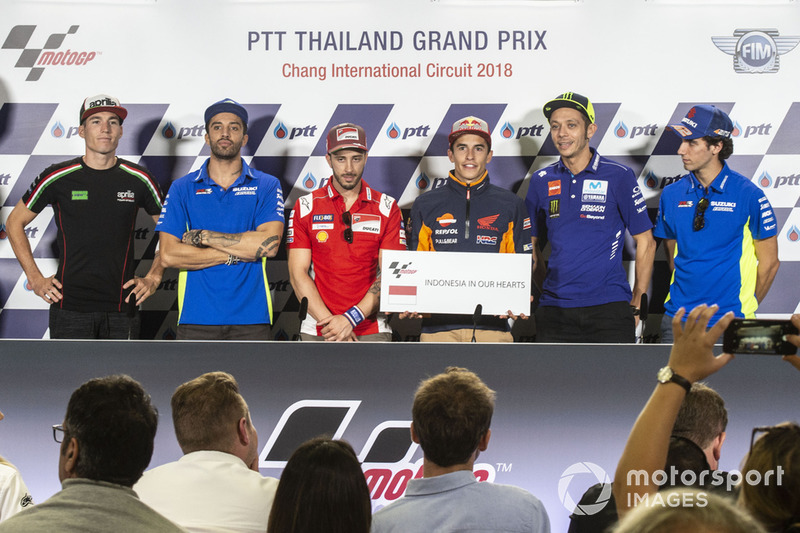 Aleix Espargaro, Aprilia Racing Team Gresini, Andrea Iannone, Team Suzuki MotoGP, Andrea Dovizioso, Ducati Team, Marc Marquez, Repsol Honda Team, Valentino Rossi, Yamaha Factory Racing, Alex Rins, Team Suzuki MotoGP