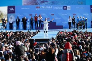 Sam Bird, Envision Virgin Racing, 3rd position, celebrates on the podium