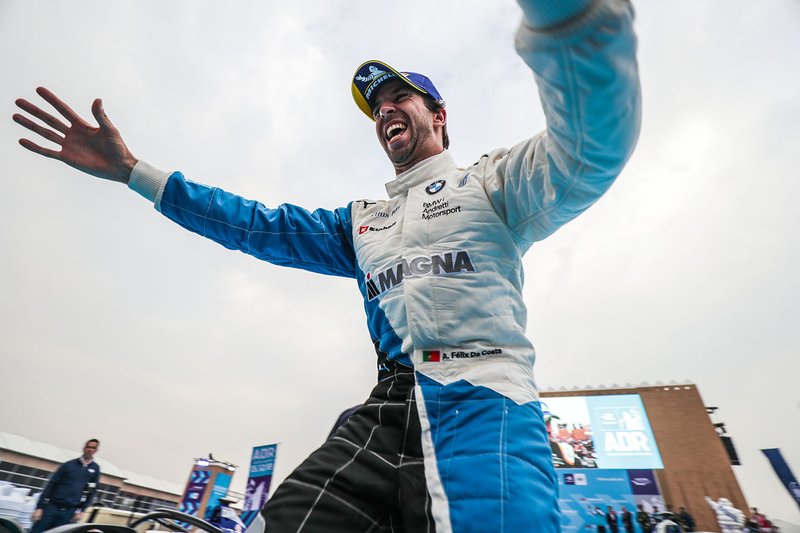 Antonio Felix da Costa, BMW I Andretti Motorsports, festeggia la vittoria, nel parco chiuso