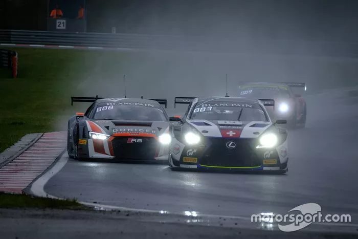 #14 Emil Frey Lexus Racing Lexus RC F GT3: Christian Klien, Albert Costa, #66 Attempto Racing Audi R8 LMS: Steijn Schothorst, Kelvin van der Linde