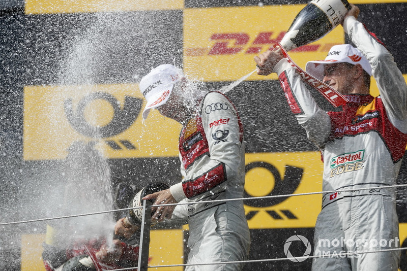 Podium: Race winner René Rast, Audi Sport Team Rosberg and second place Nico Müller, Audi Sport Team Abt Sportsline