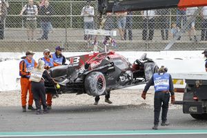 The car of #1 Rebellion Racing Rebellion R-13: Andre Lotterer, Neel Jani, Bruno Senna after the crash