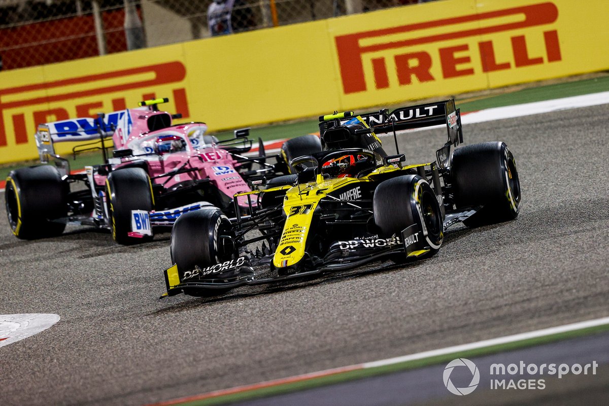 Esteban Ocon, Renault F1 Team R.S.20, Lance Stroll, Racing Point RP20