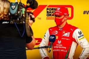 Mick Schumacher, Prema Racing talks to the press after winning the championship