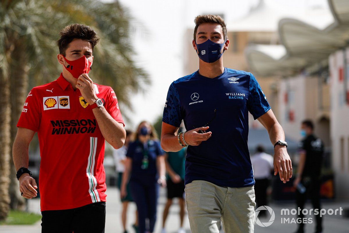 Charles Leclerc, Ferrari, and George Russell, Williams