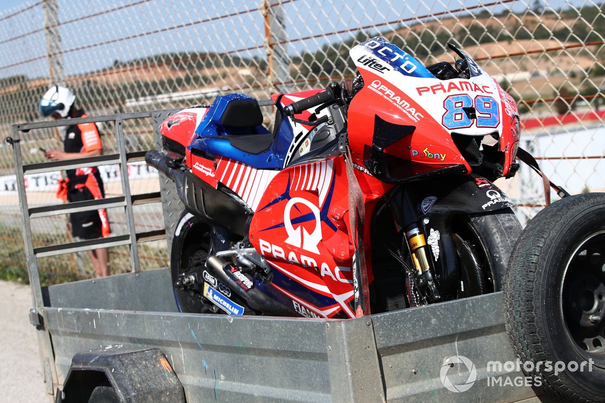 Jorge Martin, Pramac Racing crashed bike