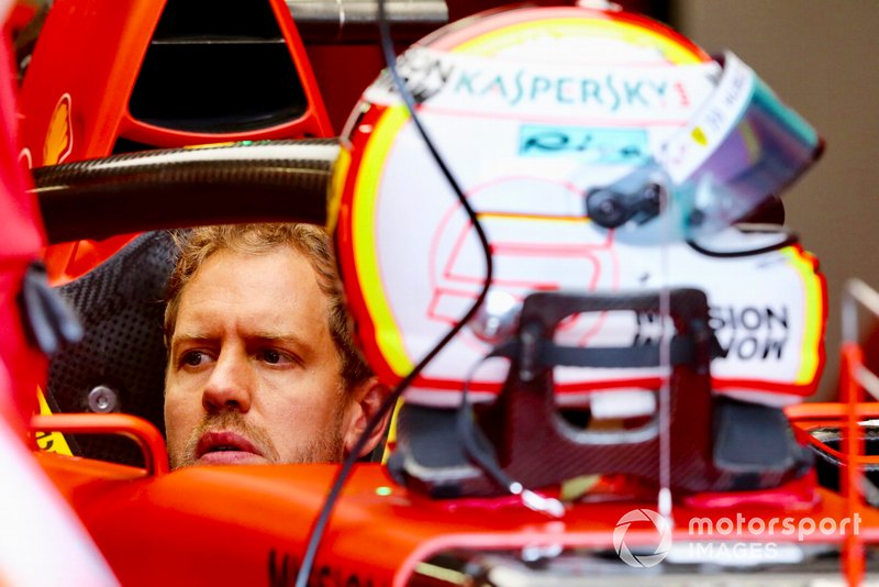 Sebastian Vettel, Ferrari SF90 sits in his cockpit