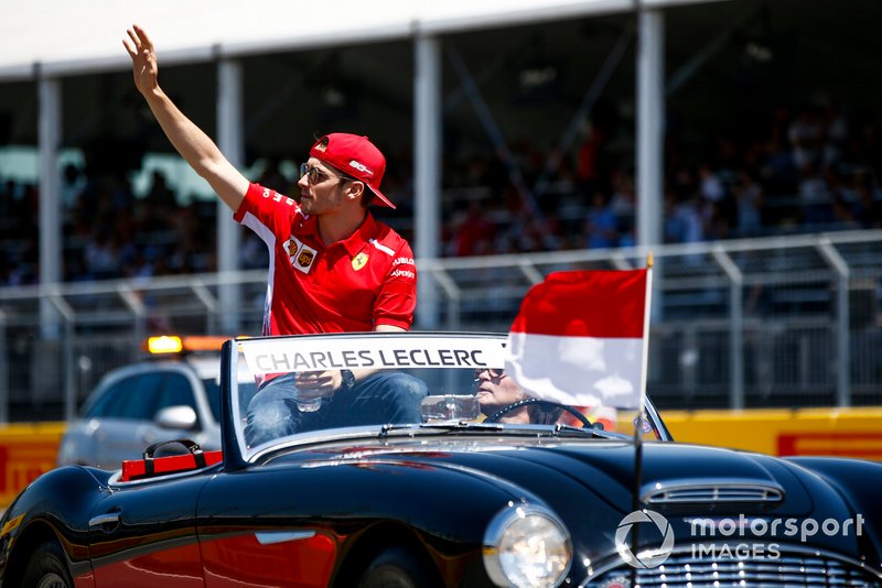 Charles Leclerc, Ferrari, in the drivers parade