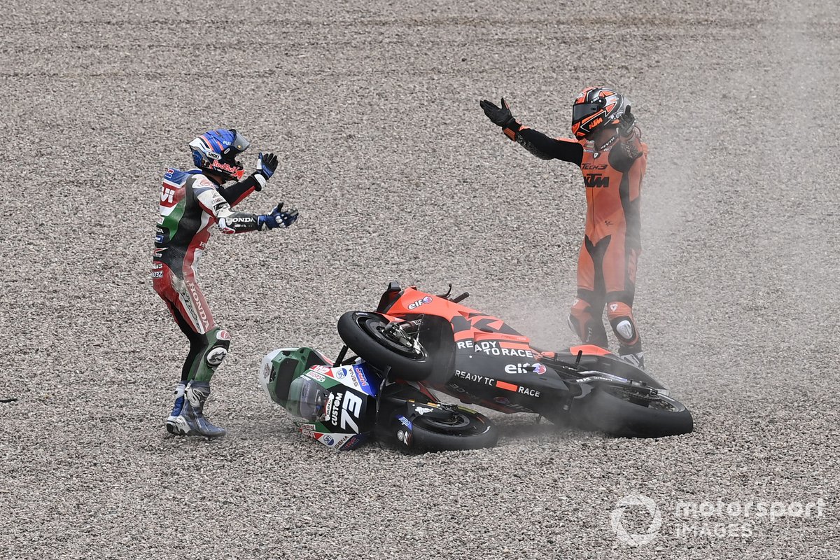 Danilo Petrucci, KTM Tech3, Alex Marquez, Team LCR Honda crash