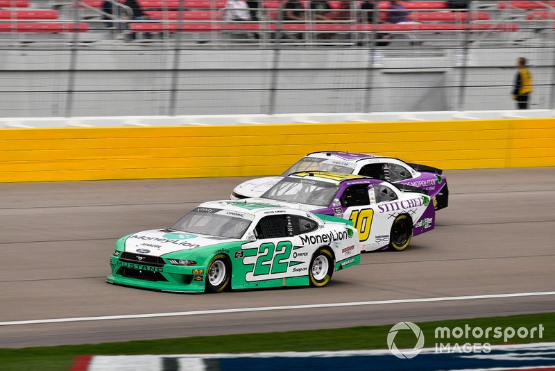 Austin Cindric, Team Penske, Ford Mustang MoneyLion, Austin Dillon, Kaulig Racing, Chevrolet Camaro Allwell Medicare, and Zane Smith, JR Motorsports, Chevrolet Camaro The Cosmopolitan of Las Vegas