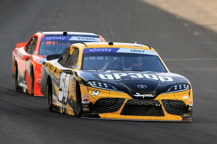Taylor Gray, Joe Gibbs Racing Toyota, Carson Kapvil, JR Motorsports Chevrolet