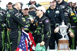 Winners Scott Sharp, Ed Brown, Johannes van Overbeek, Pipo Derani, ESM Racing celebrate