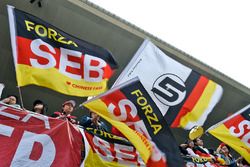 Sebastian Vettel, Ferrari fans in the grandstand