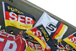 Sebastian Vettel, Ferrari fans in the grandstand